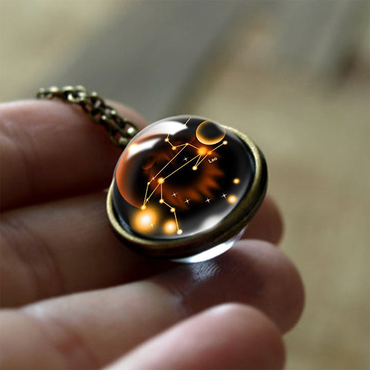 Assorted glass zodiac sign pendants. Women's protective celestial necklaces for all horoscope signs.