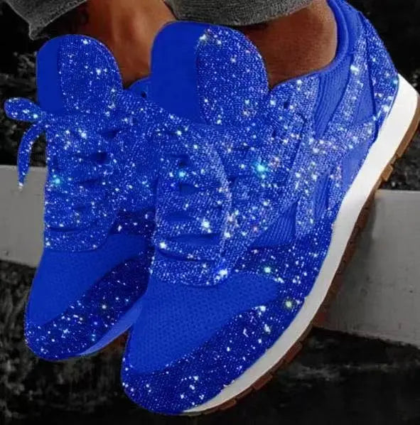 Casual women's glitter lace-up shoes, ideal for comfortable and sparkling everyday fashion. Trendy sneakers.