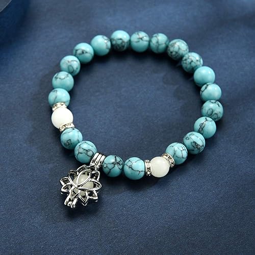 Elegant women's luminous lotus charm bracelet, glows brightly in the dark.