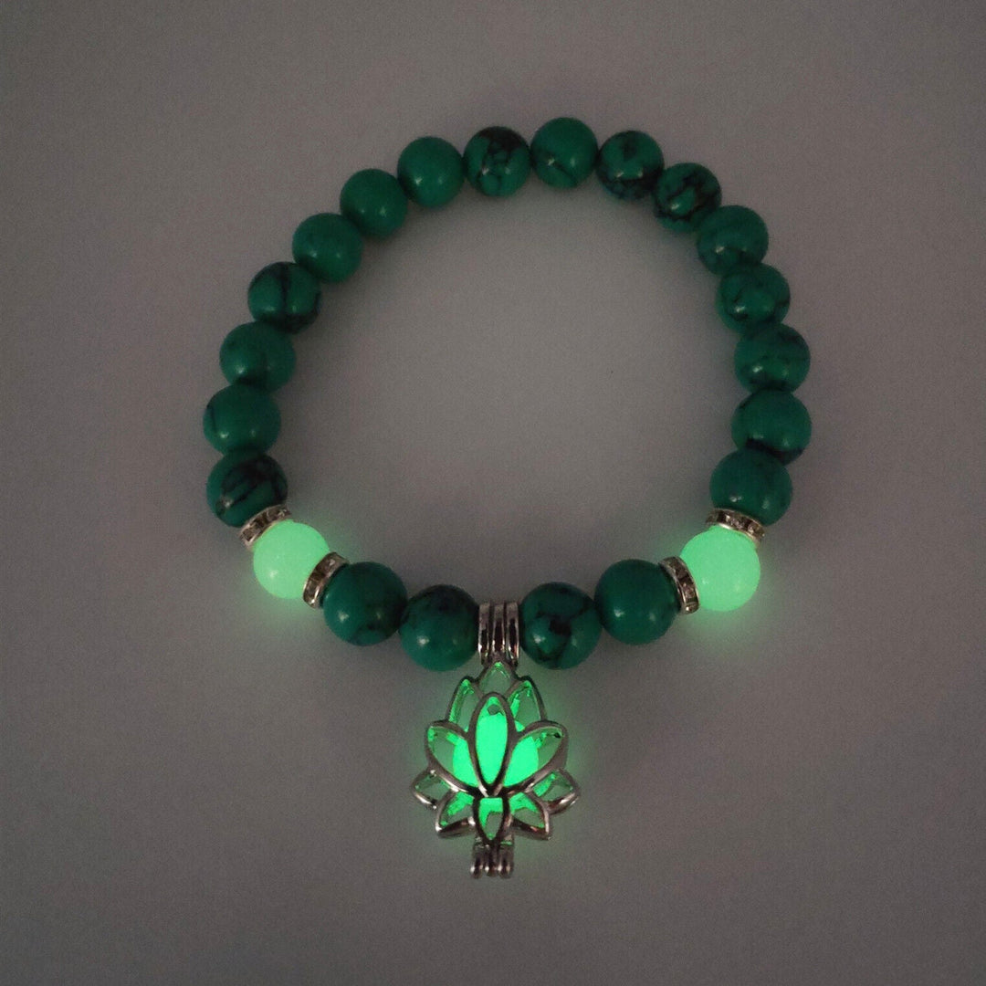 Women's luminous lotus bracelet, a glowing fashion accessory perfect for evening wear.