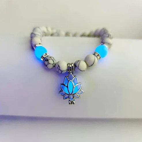 Women's fashion glow-in-the-dark lotus bracelet, a unique luminous accessory.
