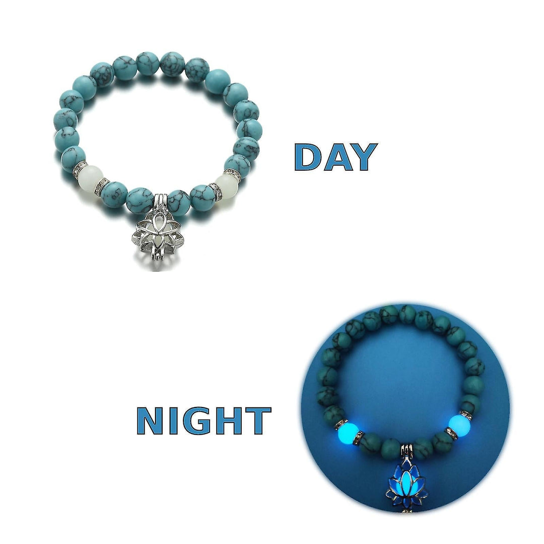 Women's luminous lotus bracelet, an elegant glow-in-the-dark jewelry charm.
