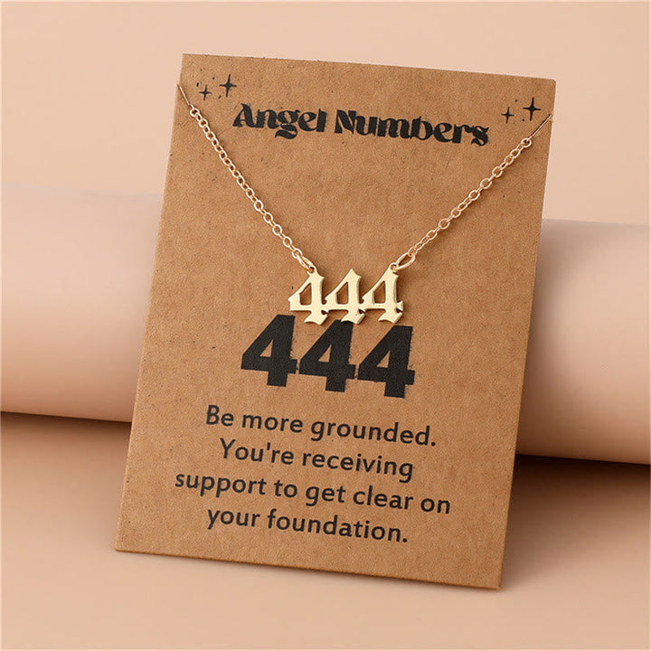 Gold angel numbers pendant, stainless steel, women's symbolic spiritual necklace.
