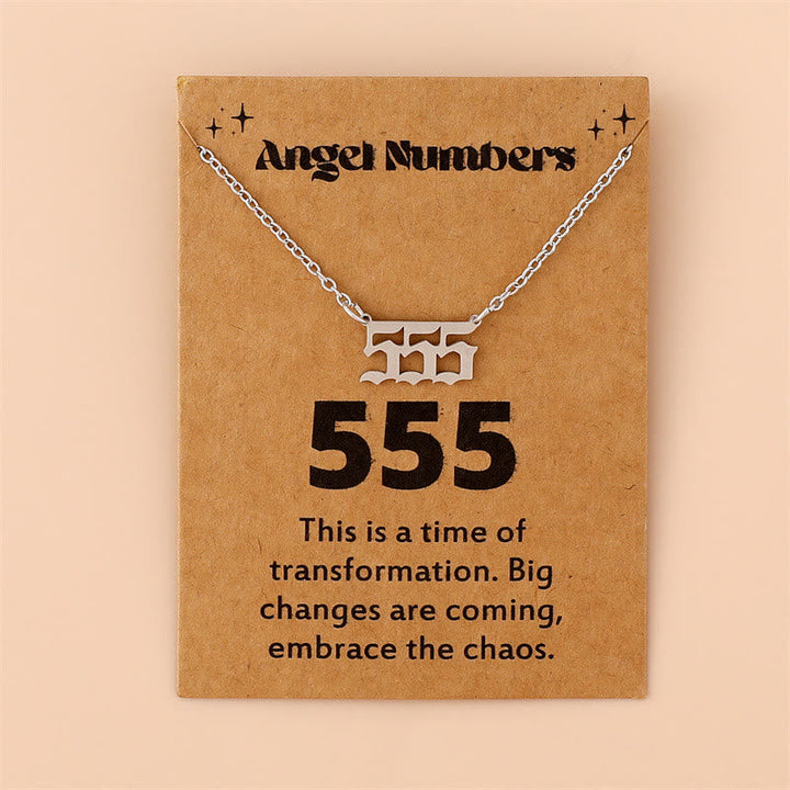 Silver angel numbers minimalist necklace, durable stainless steel, women's daily wear.