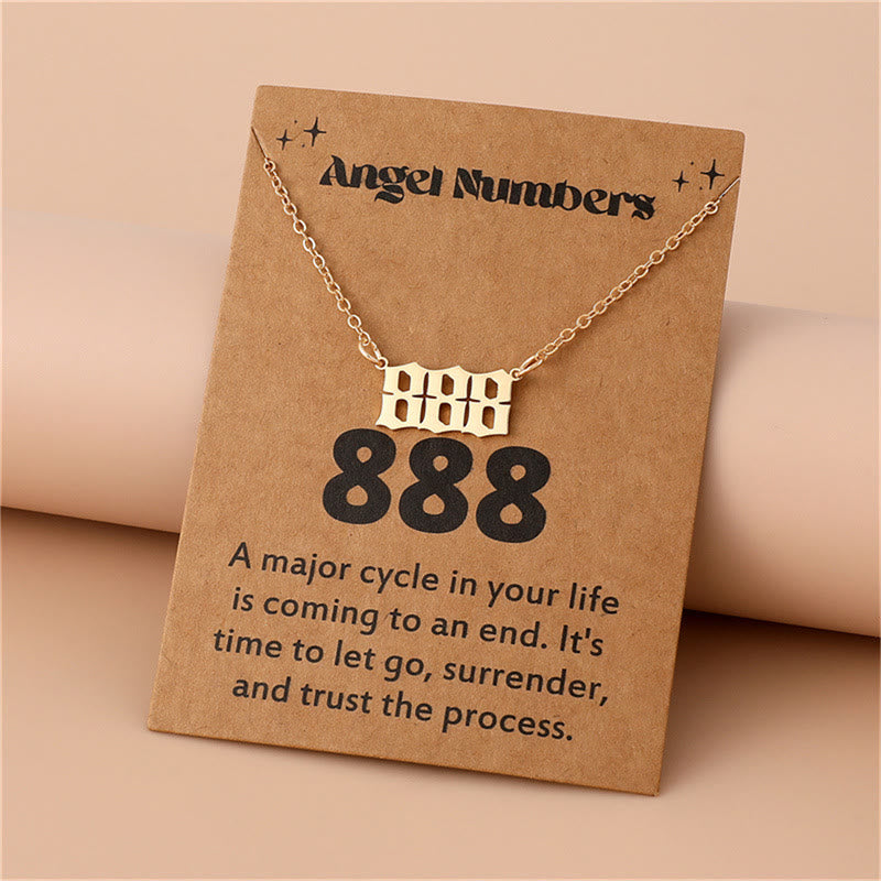 Women's gold-plated stainless steel angel numbers spiritual necklace.