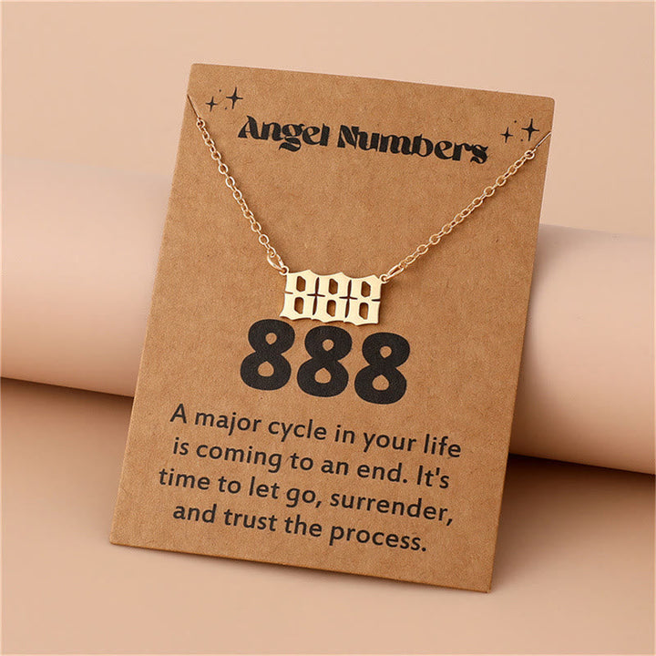 Women's gold-plated stainless steel angel numbers spiritual necklace.