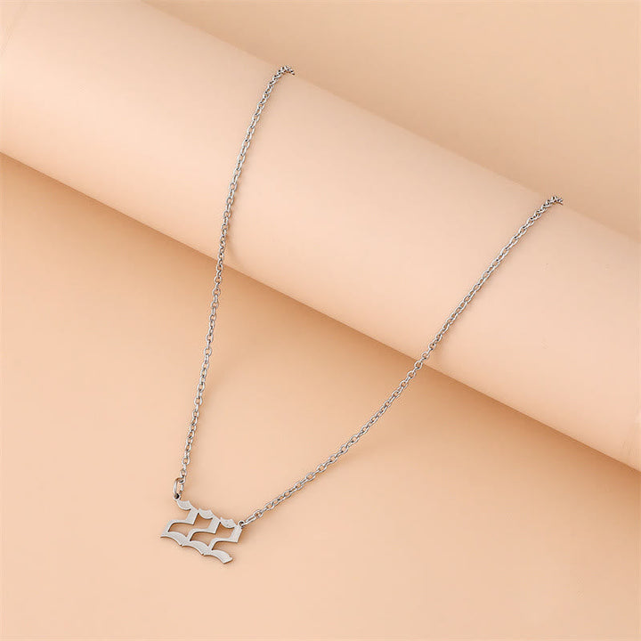 Elegant silver stainless steel Celestia angel numbers necklace for women.