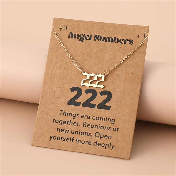 Durable gold angel numbers necklace, stainless steel, for women seeking spiritual meaning.