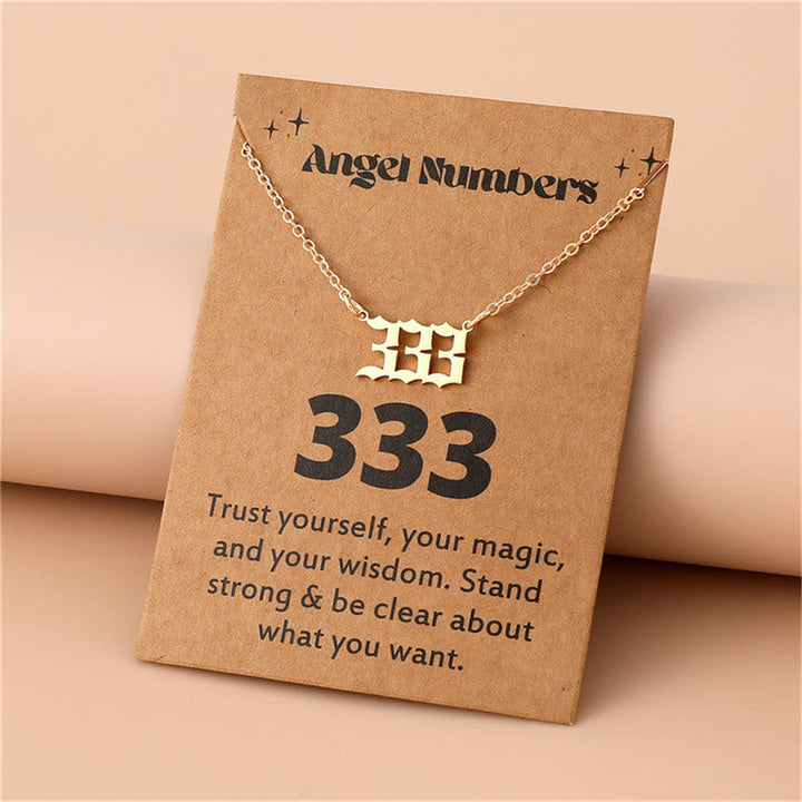 Women's spiritual gold angel numbers necklace, stainless steel, daily inspiration.