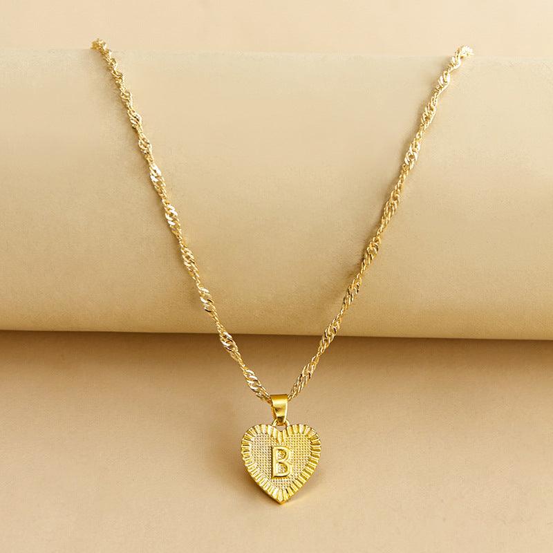 Gold heart initial necklace, personalized custom gift for women.