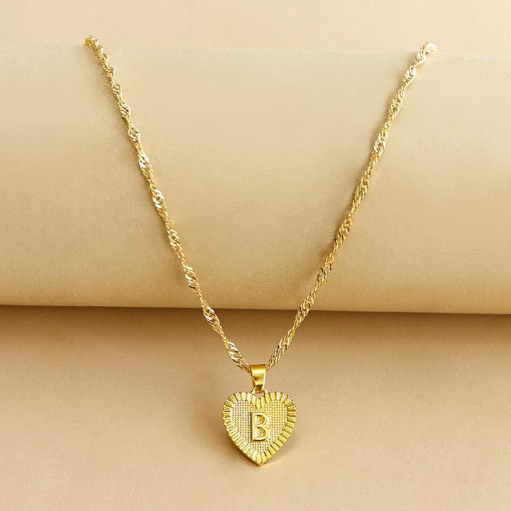 Gold heart initial necklace, personalized custom gift for women.