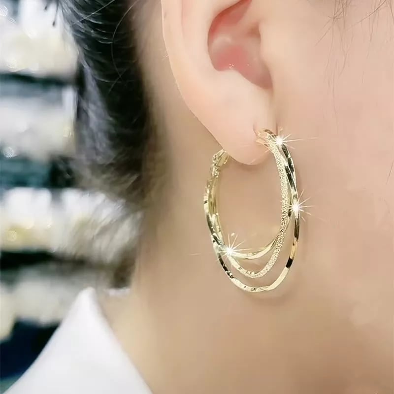 Silver hypoallergenic multi-layer hoop earrings for women, stylish, perfect for sensitive ears