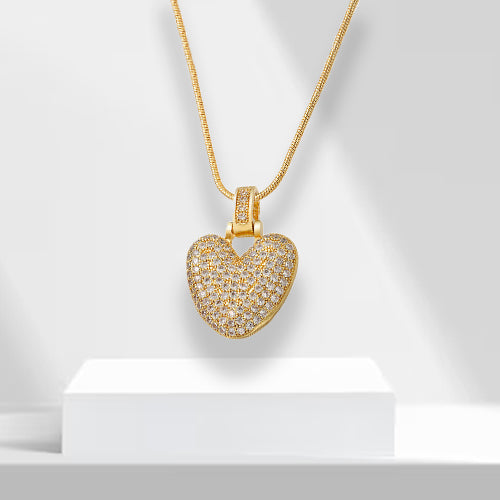 Gold plated bubble letter 'D' pendant necklace, a sparkling zirconia statement piece for women.