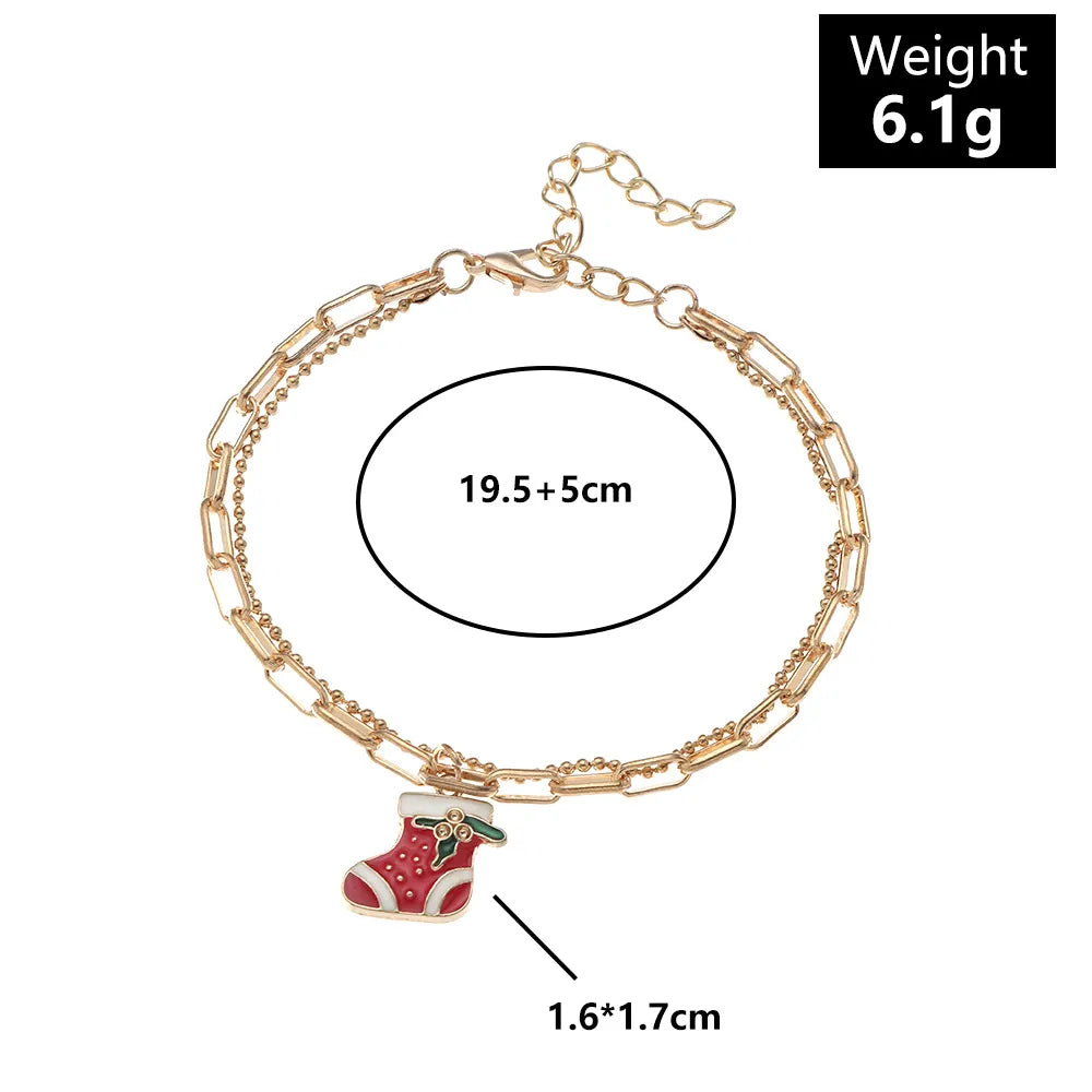 Stylish women's gold-plated Christmas holiday jewelry, a charming enamel bracelet.