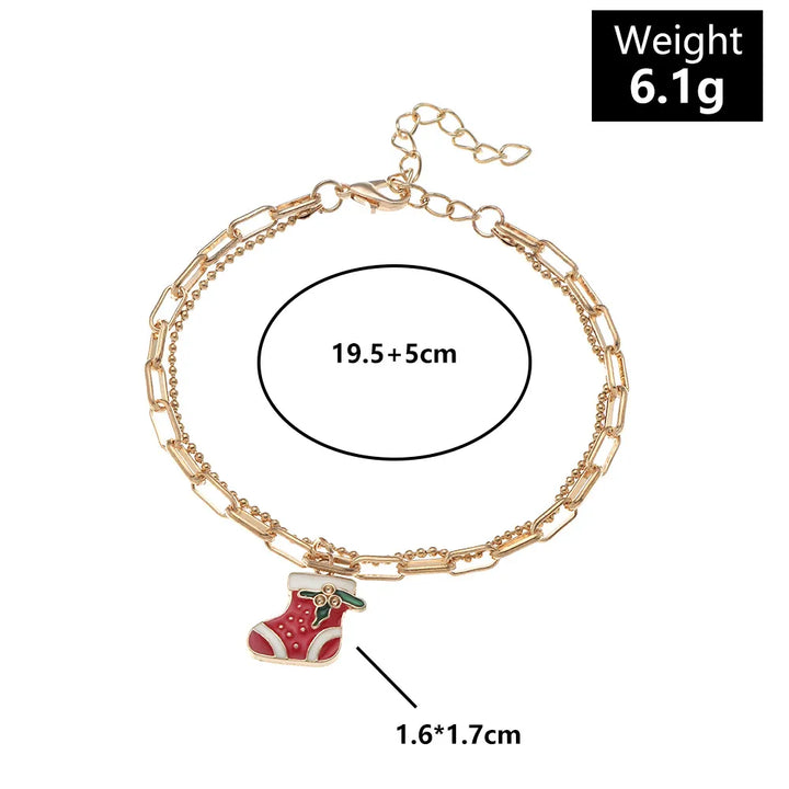 Stylish women's gold-plated Christmas holiday jewelry, a charming enamel bracelet.