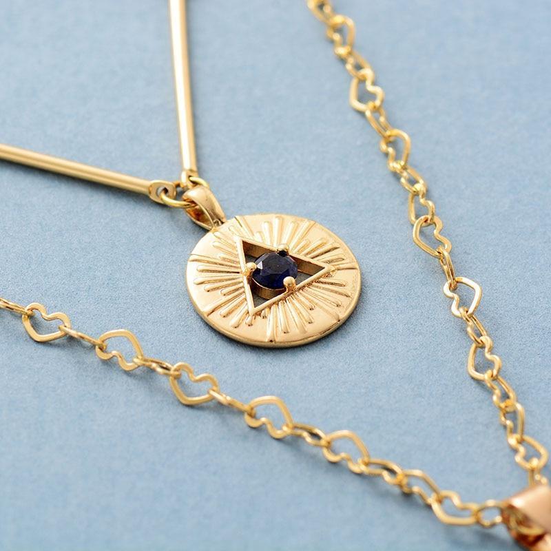 Protective Lapis Lazuli necklace for women, a spiritual healing stone talisman. Gold-plated gemstone jewelry.
