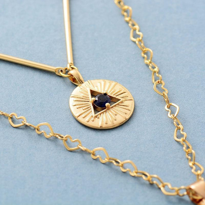 Protective Lapis Lazuli necklace for women, a spiritual healing stone talisman. Gold-plated gemstone jewelry.