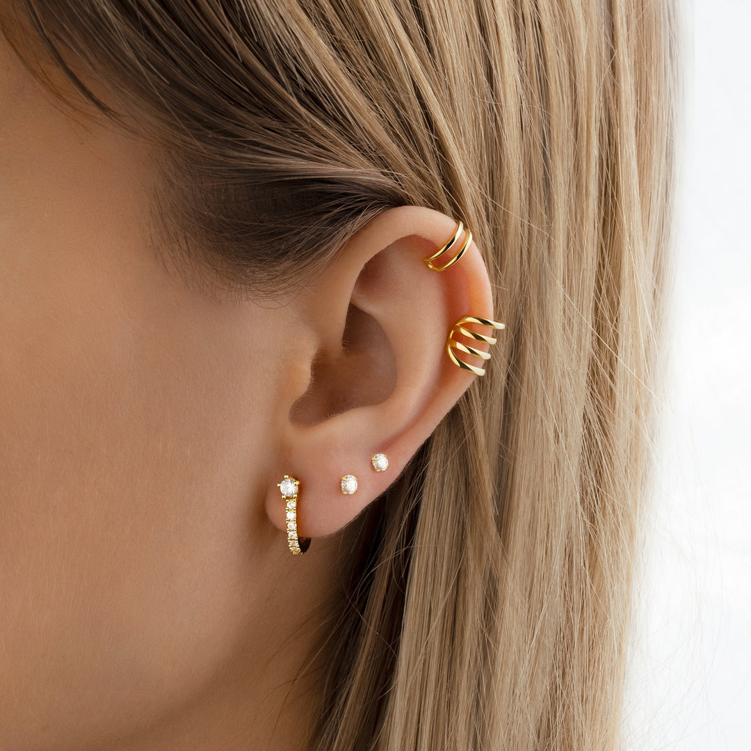 Sterling silver radiant hoop earrings for women, featuring brilliant rhinestones. Elegant and fashionable.