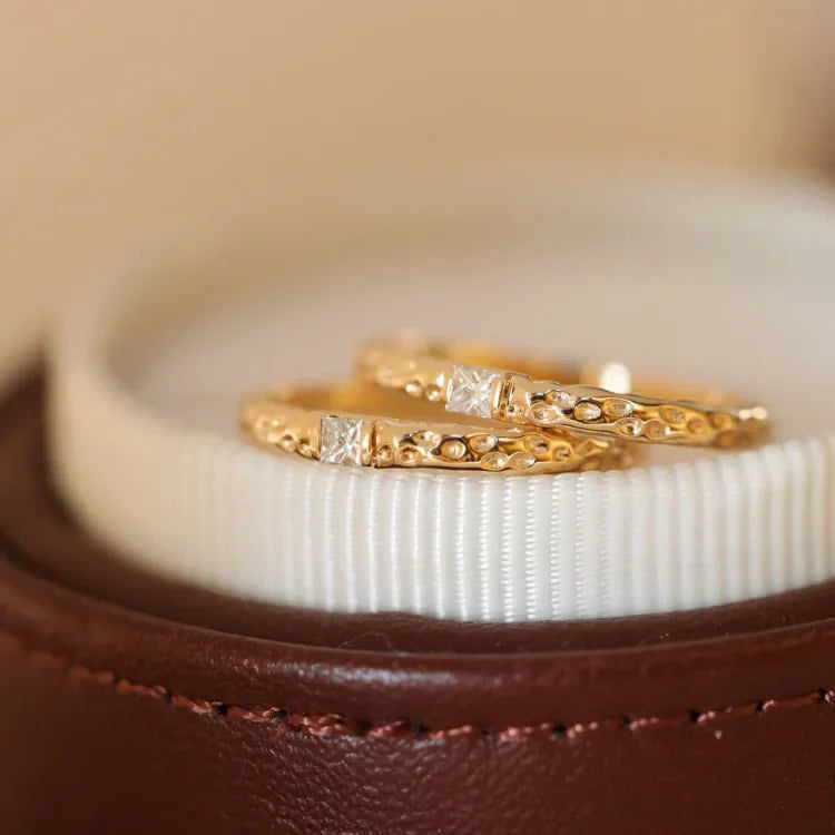 Sparkling gold plated sterling silver Aurora zirconia ring, an ideal anniversary gift for her.
