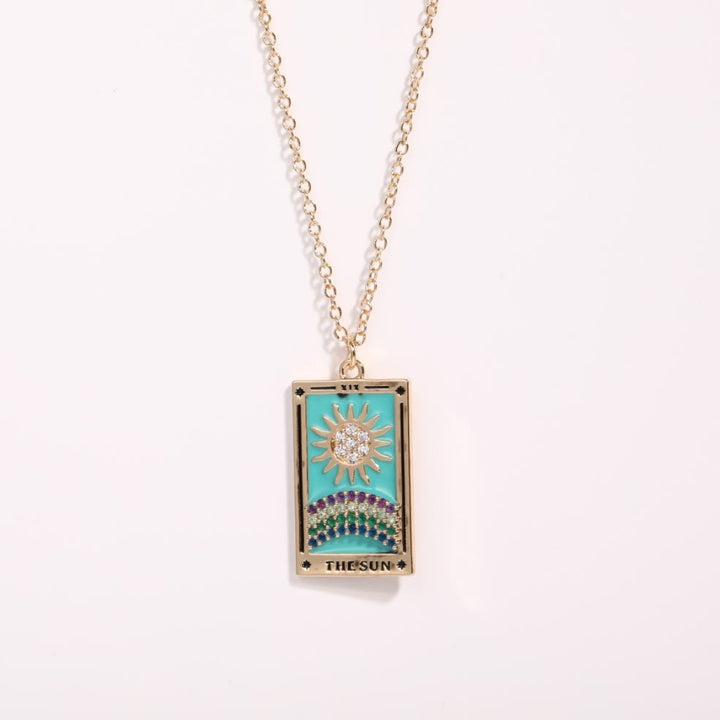 Fashionable women's gold-plated necklace, a unique tarot card design for spiritual style.