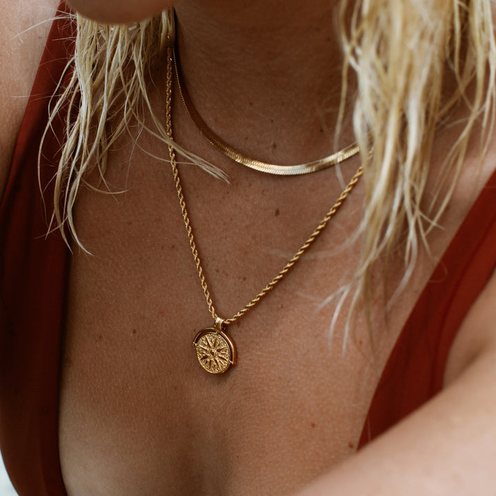 Boho radiant sun pendant necklace, perfect women's everyday jewelry and gift.