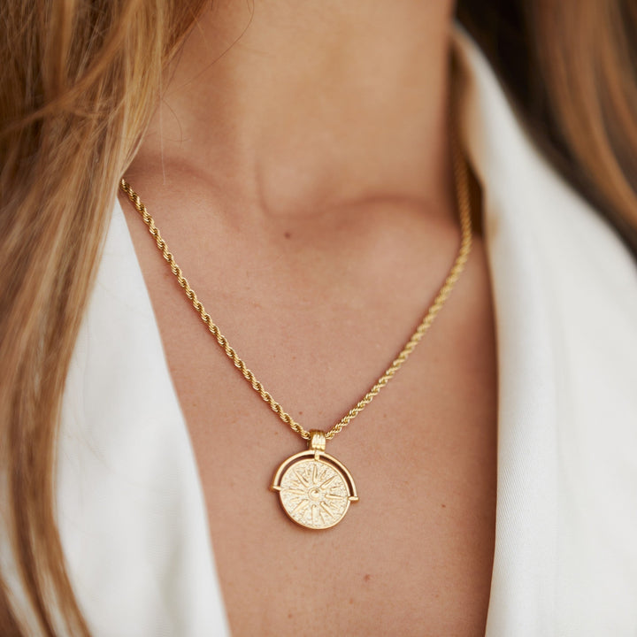 Silver sun necklace, boho style, great for everyday wear and water resistant.