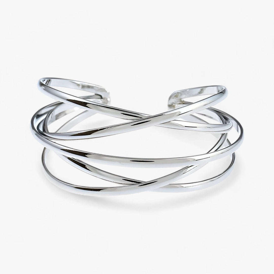 Adjustable silver tone cuff bracelet for women, a modern metal jewelry gift for her