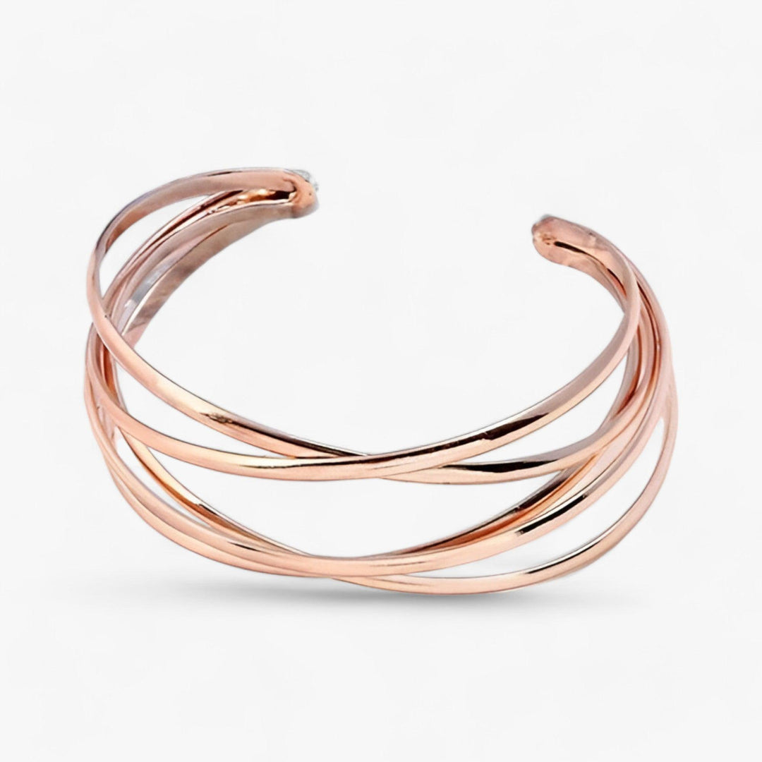 Rose gold adjustable cuff bracelet, a chic metal fashion accessory for women