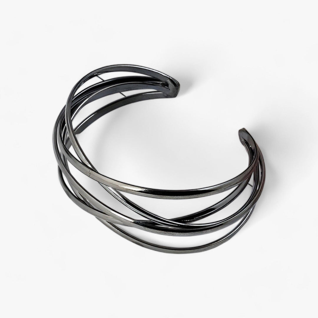 Black adjustable open cuff bracelet, a unique and stylish women's jewelry piece