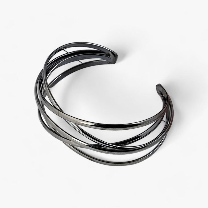 Black adjustable open cuff bracelet, a unique and stylish women's jewelry piece