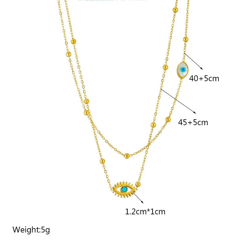 Halo Essence women's layered evil eye necklace in gold tone, a chic fashion protection jewelry piece.