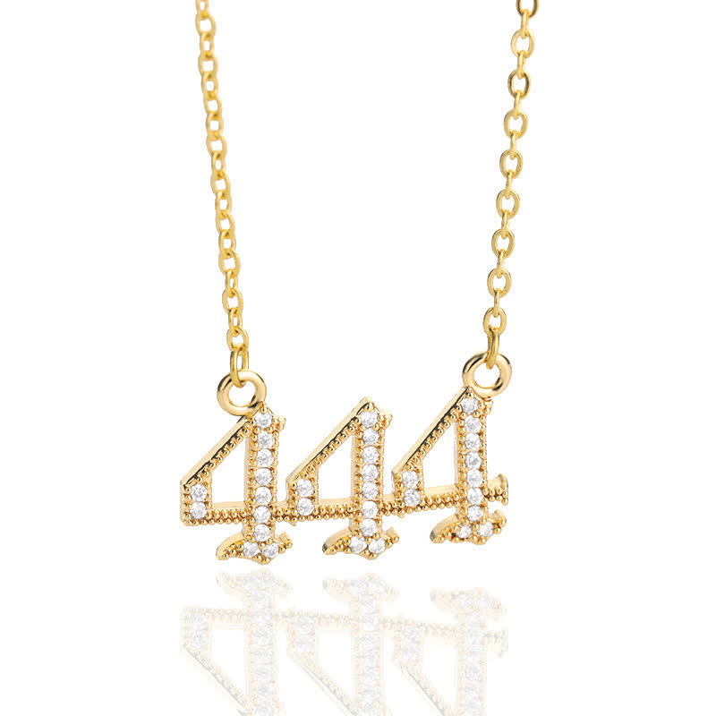 Women's gold angel numbers spiritual jewelry, a radiant zirconia talisman.