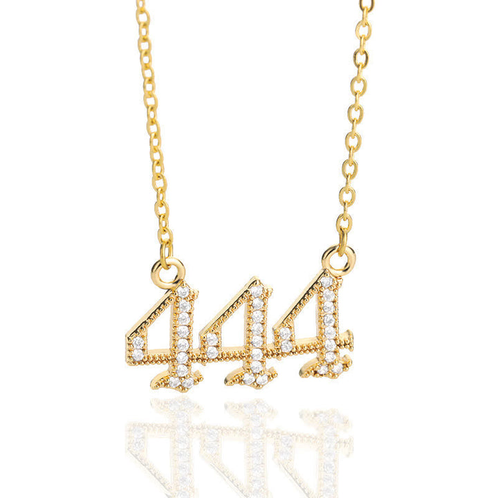 Women's gold angel numbers spiritual jewelry, a radiant zirconia talisman.