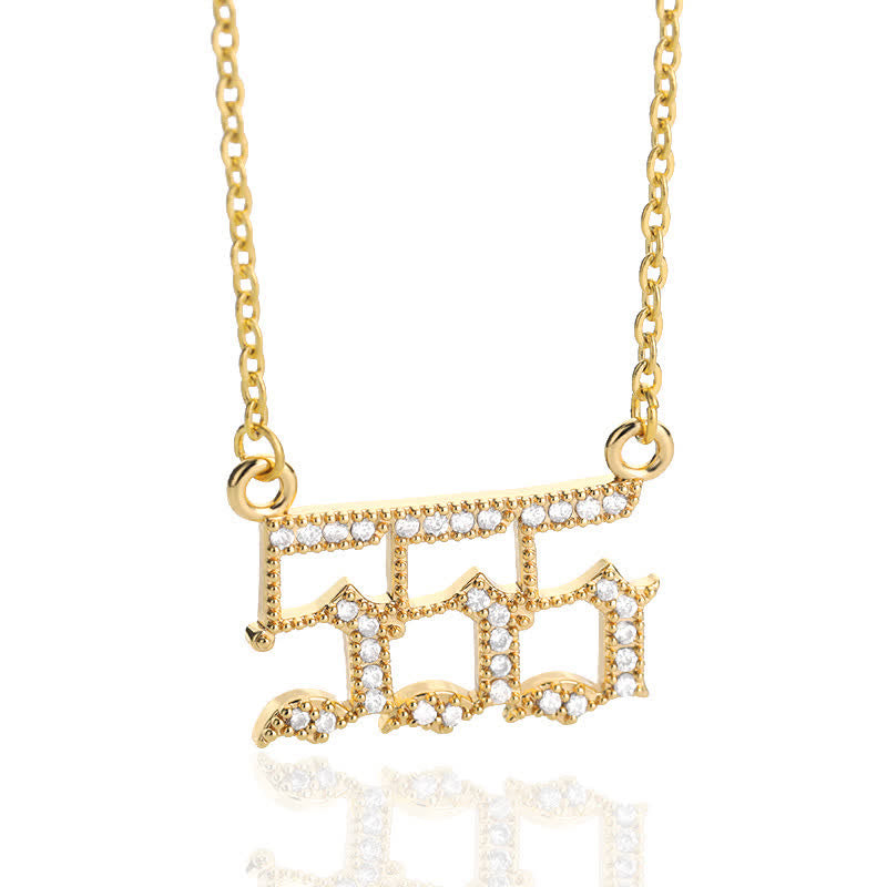 Elegant silver necklace with a delicate zirconia angel numbers pendant design.