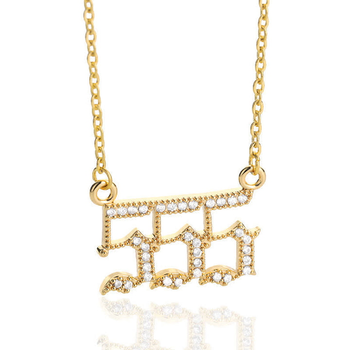 Elegant silver necklace with a delicate zirconia angel numbers pendant design.