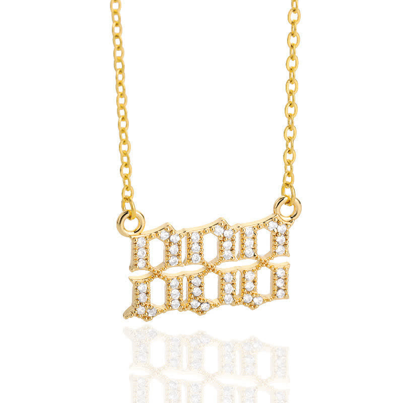 Dazzling zirconia angel numbers necklace in gold, a women's spiritual accessory.