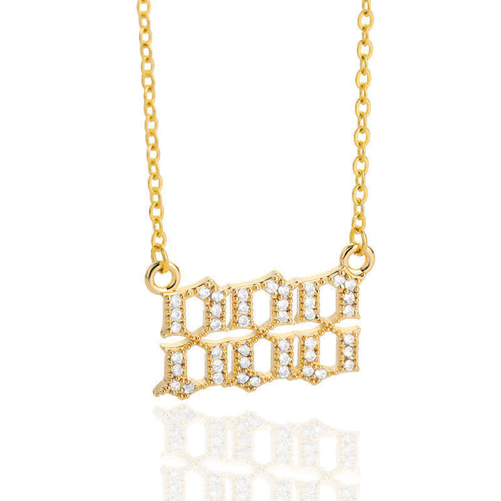 Dazzling zirconia angel numbers necklace in gold, a women's spiritual accessory.