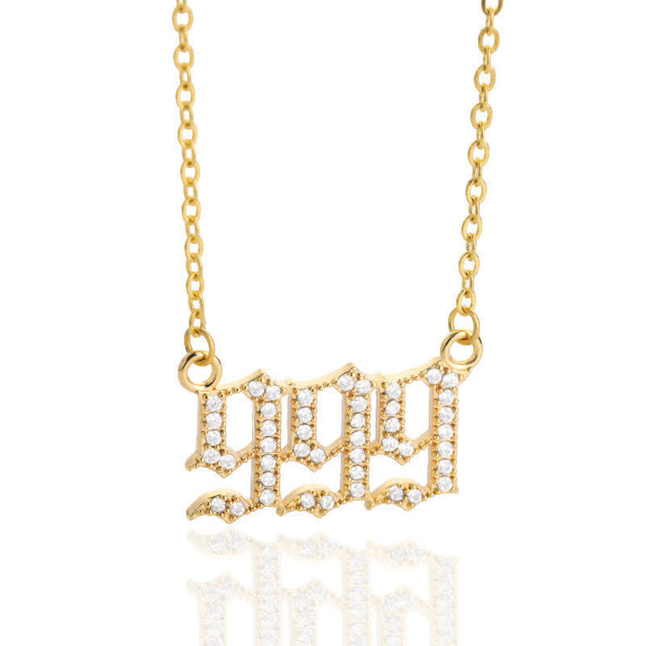 Silver angel numbers necklace featuring intricate zirconia details for women.