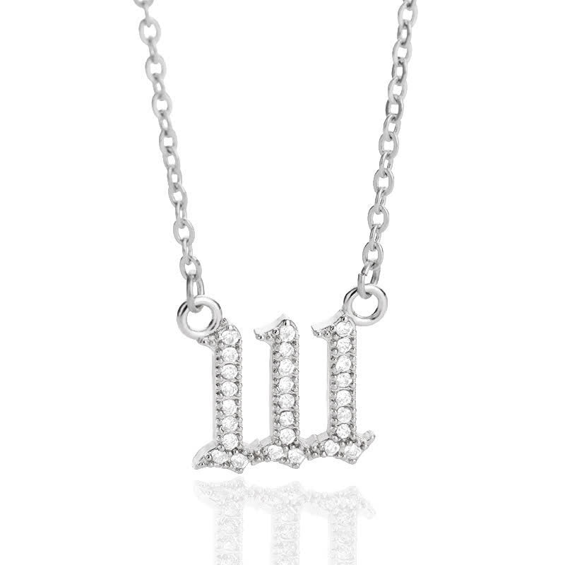 Gold spiritual protection talisman: women's zirconia angel numbers necklace.