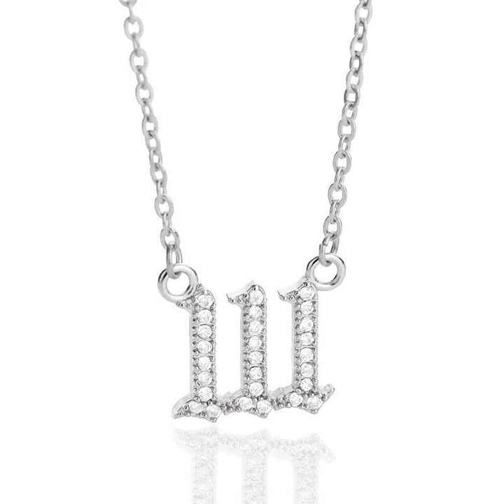 Gold spiritual protection talisman: women's zirconia angel numbers necklace.