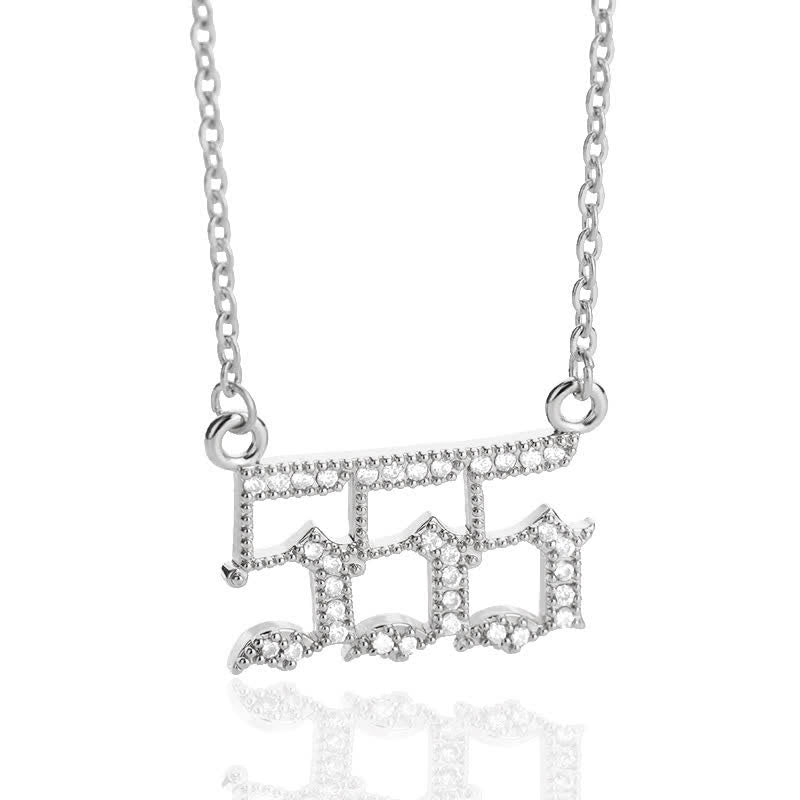 Women's gold angel numbers necklace, a beautiful zirconia spiritual pendant.