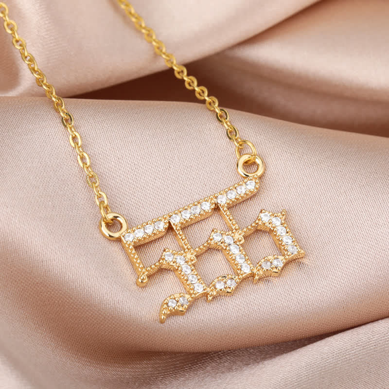 Chic gold spiritual jewelry: zirconia angel numbers necklace for protection.