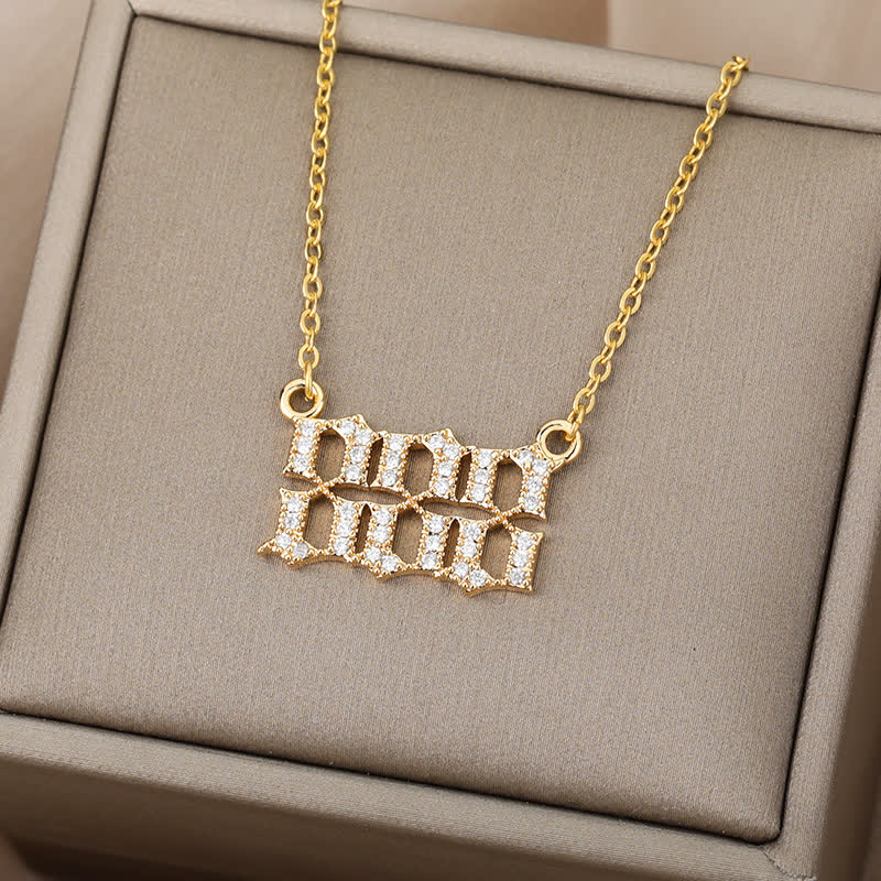 Sparkling zirconia angel numbers necklace in silver, perfect spiritual protection.