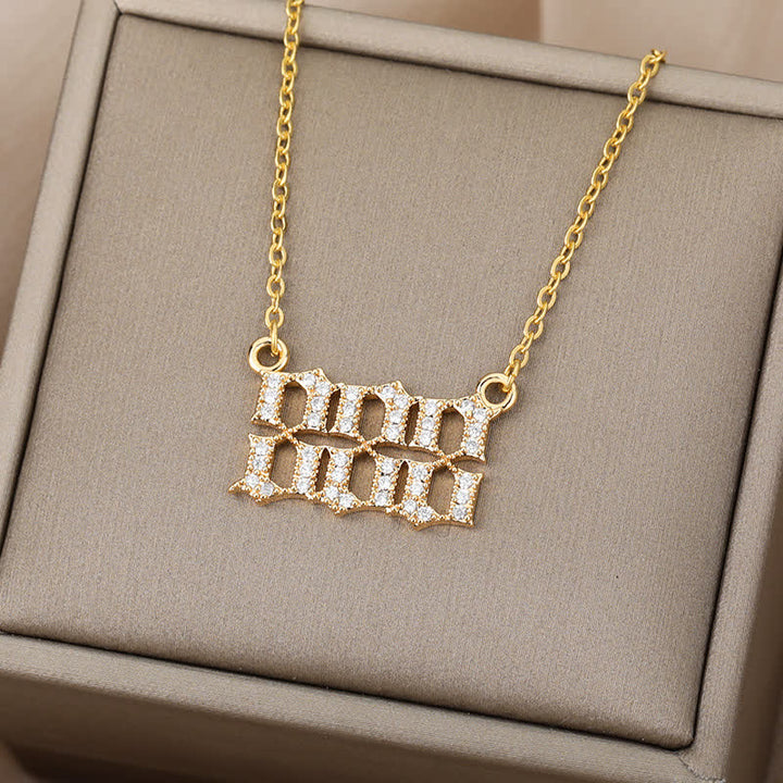 Sparkling zirconia angel numbers necklace in silver, perfect spiritual protection.