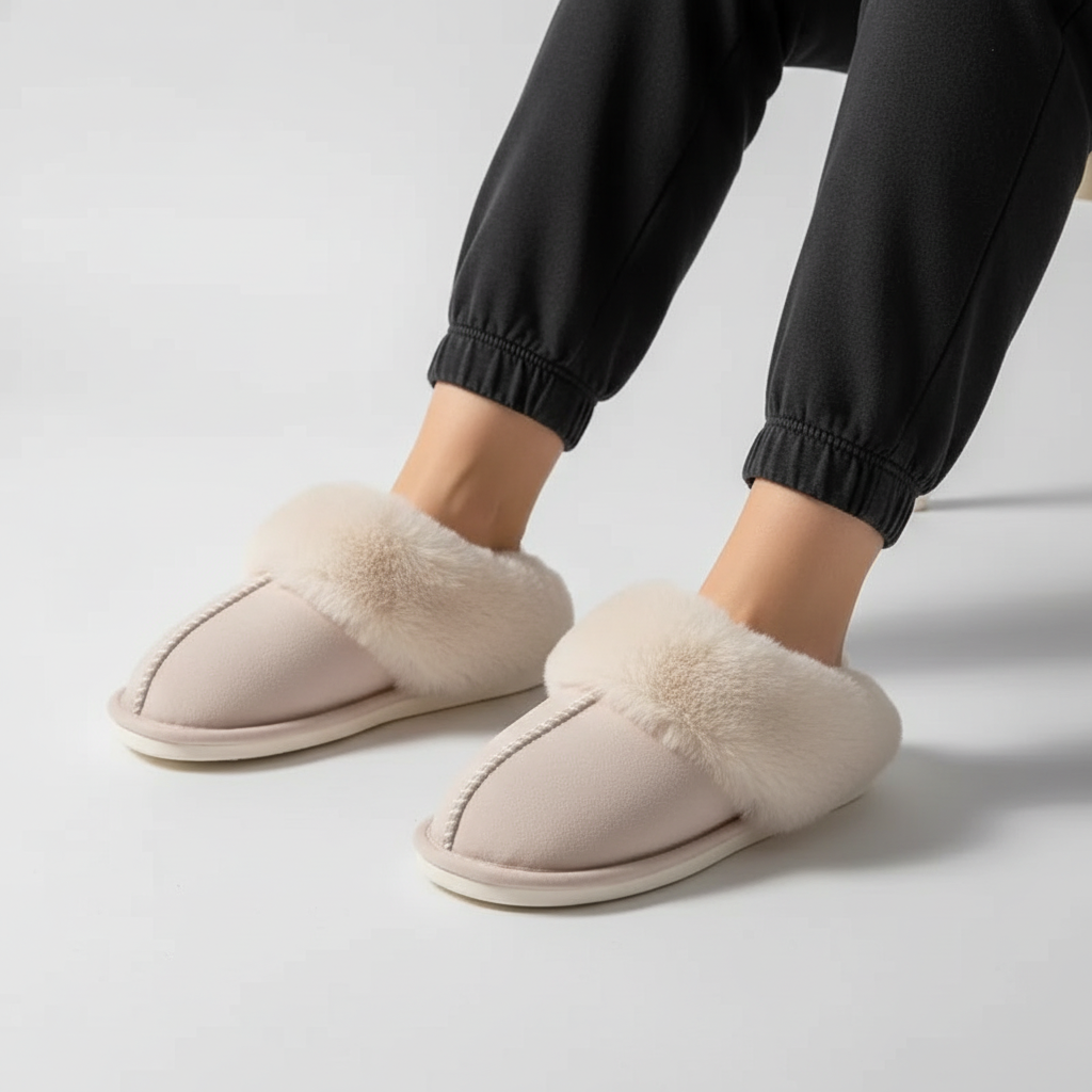 SnugFluff women's faux suede slippers with soft plush lining for ultimate warmth and comfort