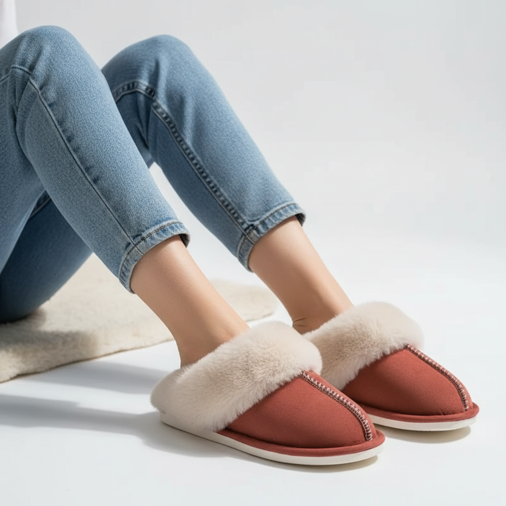 Winter-ready women's slippers: stylish faux suede with a thick, soft plush lining