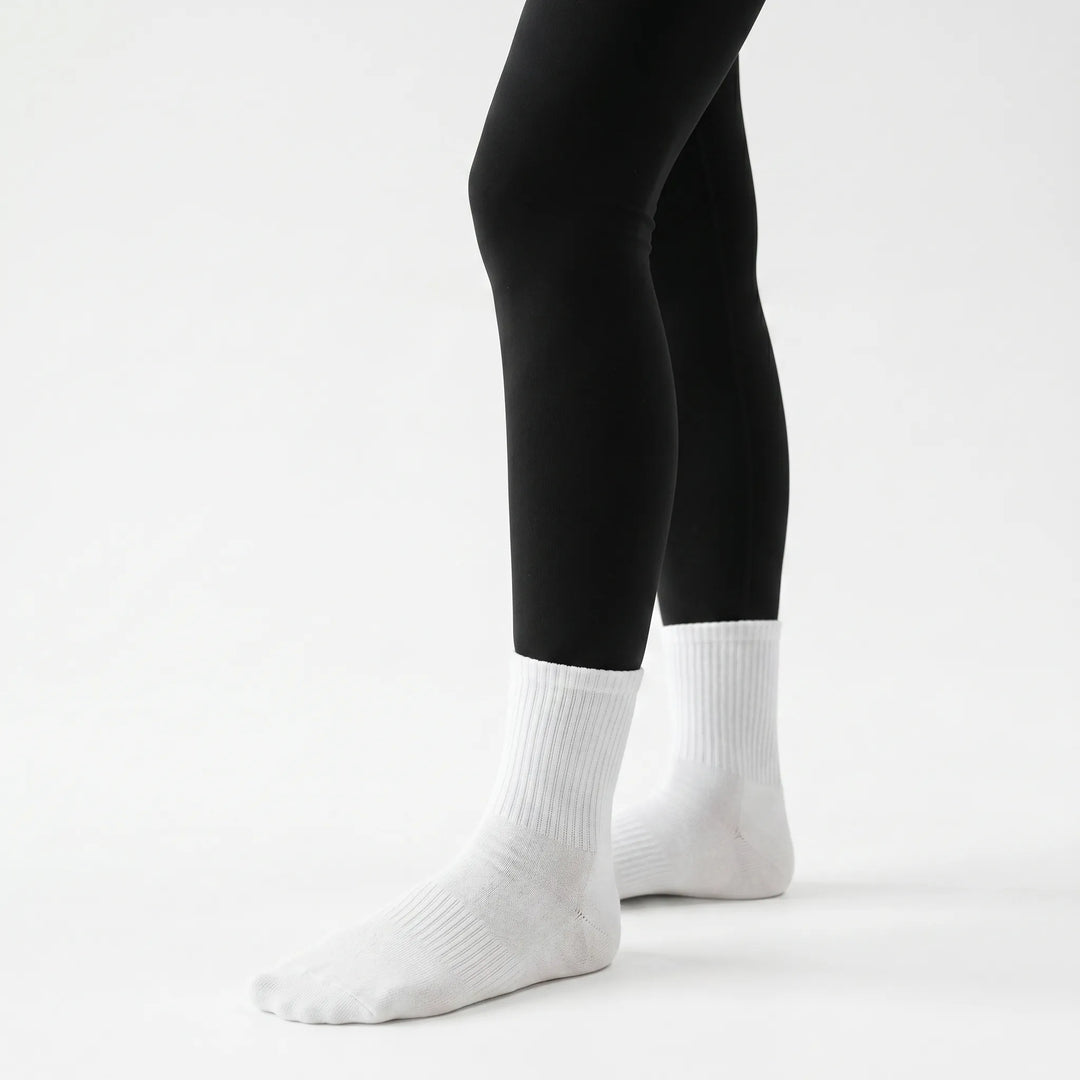 Lilac women's grip athletic crew socks for studio, yoga, and Pilates activewear.
