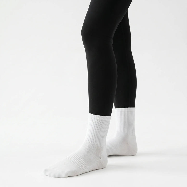 Lilac women's grip athletic crew socks for studio, yoga, and Pilates activewear.