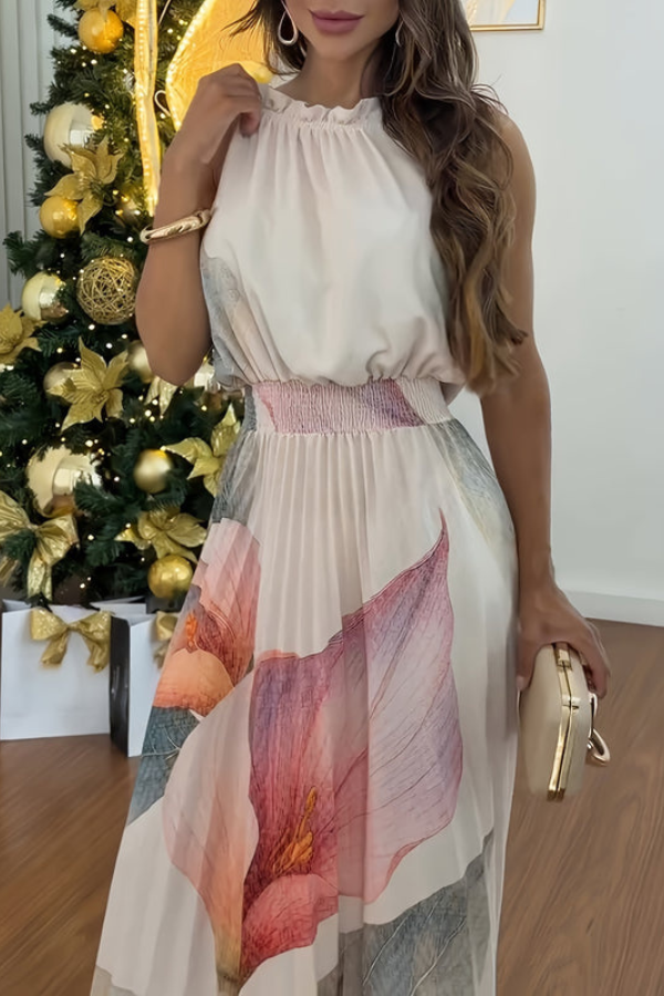 Fashionable women's keyhole halter maxi dress, versatile for vacation, summer events, or resort wear.