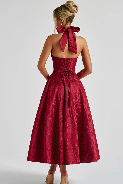 Exquisite prom halterneck maxi, a stunning formal evening dress for special occasions.